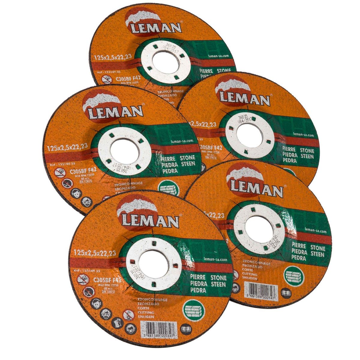 Leman Disques materiaux Ø 125 mm 5 pièces
