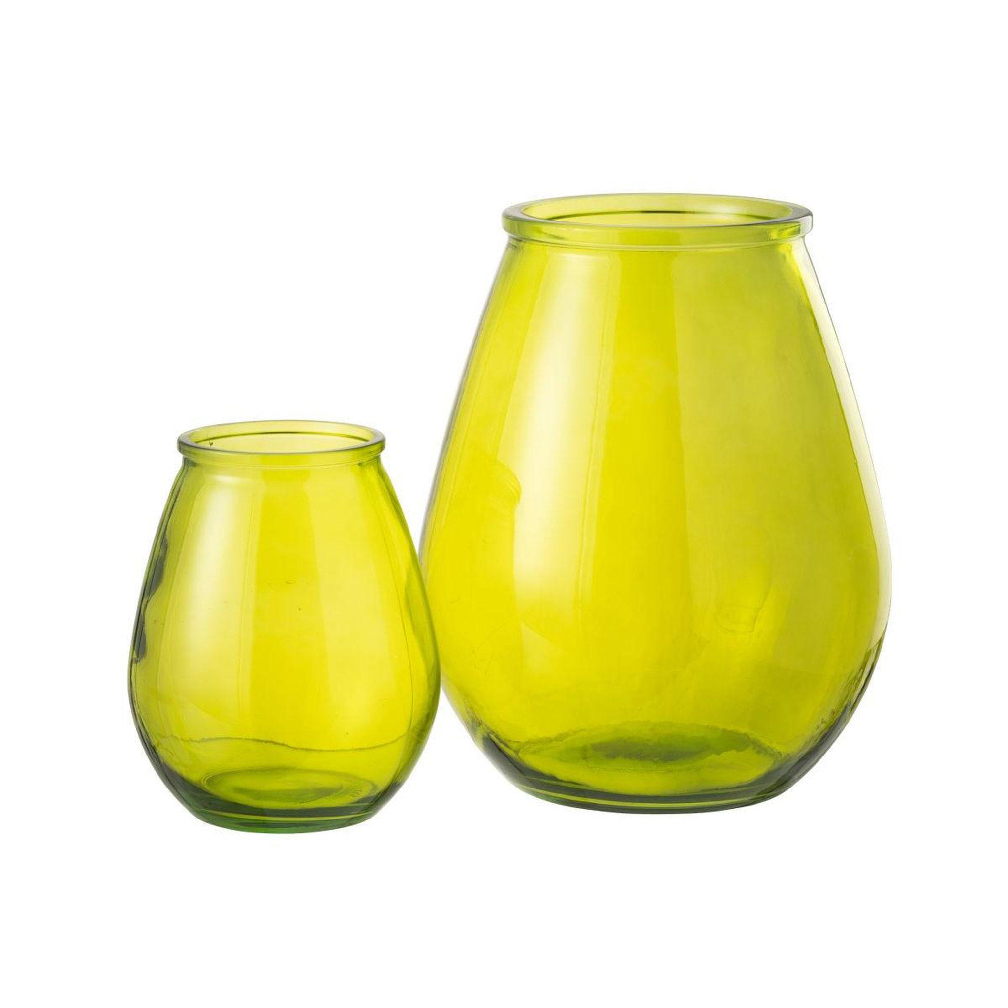 Voir la diapositive 2 : J-LINE Vase déco en verre  stripe  23cm jaune