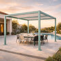 Voir la diapositive 2 : CONCEPT USINE Pergola bioclimatique structure aluminium vert lames orientables 3x3m CORFU