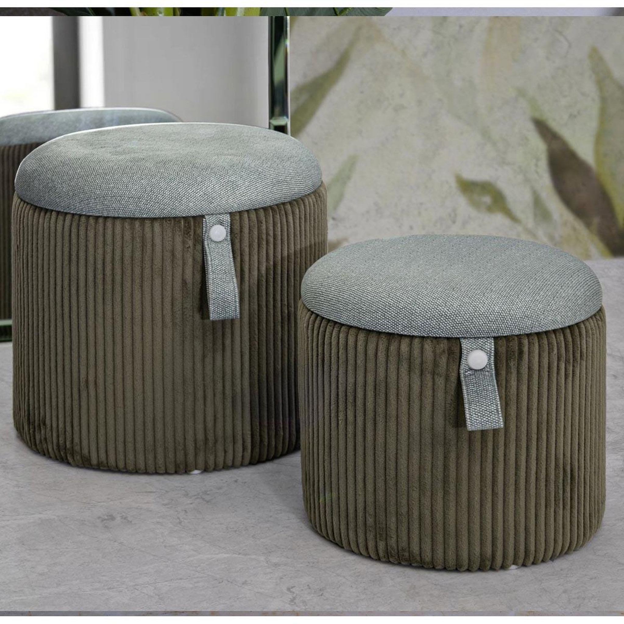 Voir la diapositive 5 : Paris Prix Lot de 2 poufs coffres  bolzano  38cm vert
