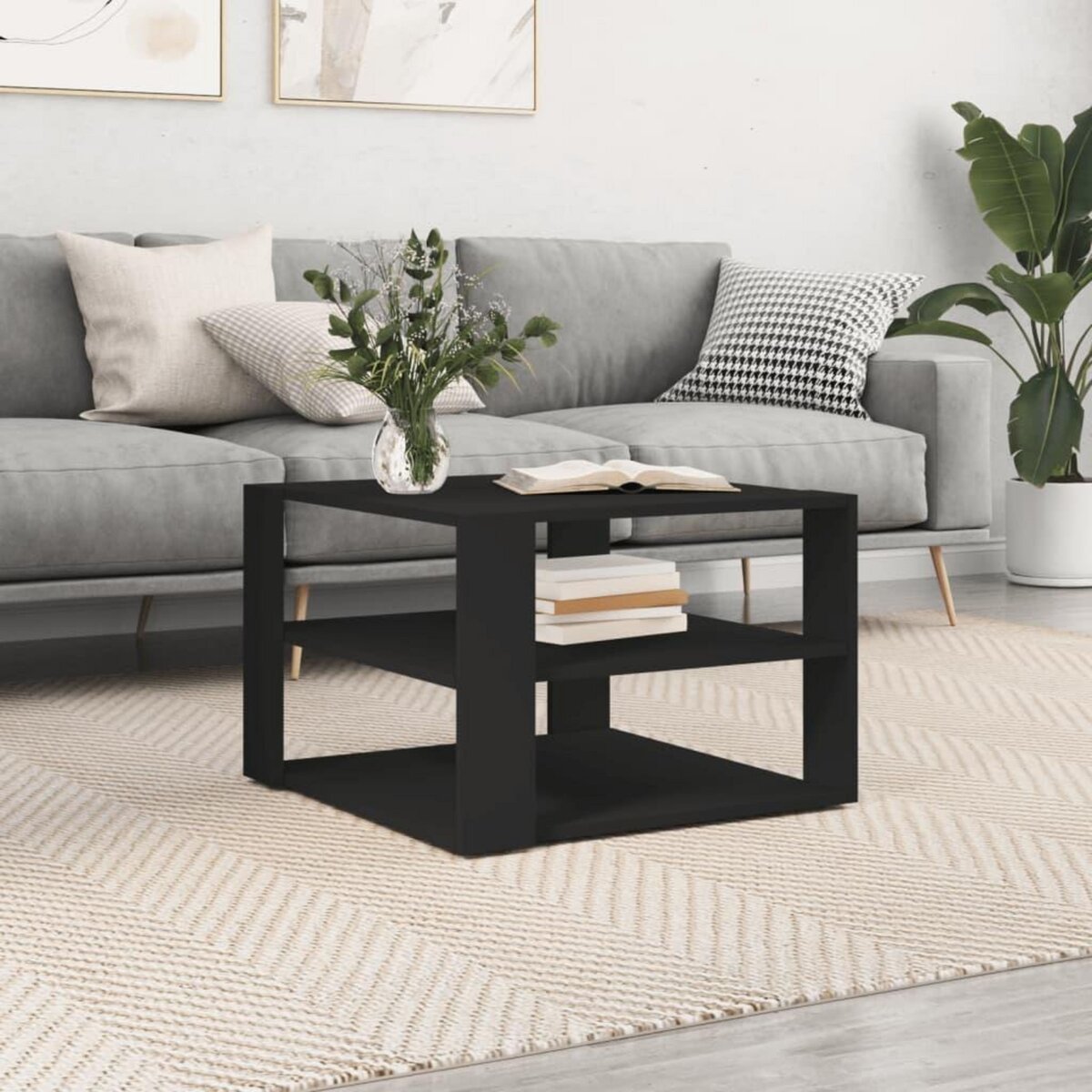 VIDAXL Table basse noir 59,5x59,5x40 cm bois d'ingenierie