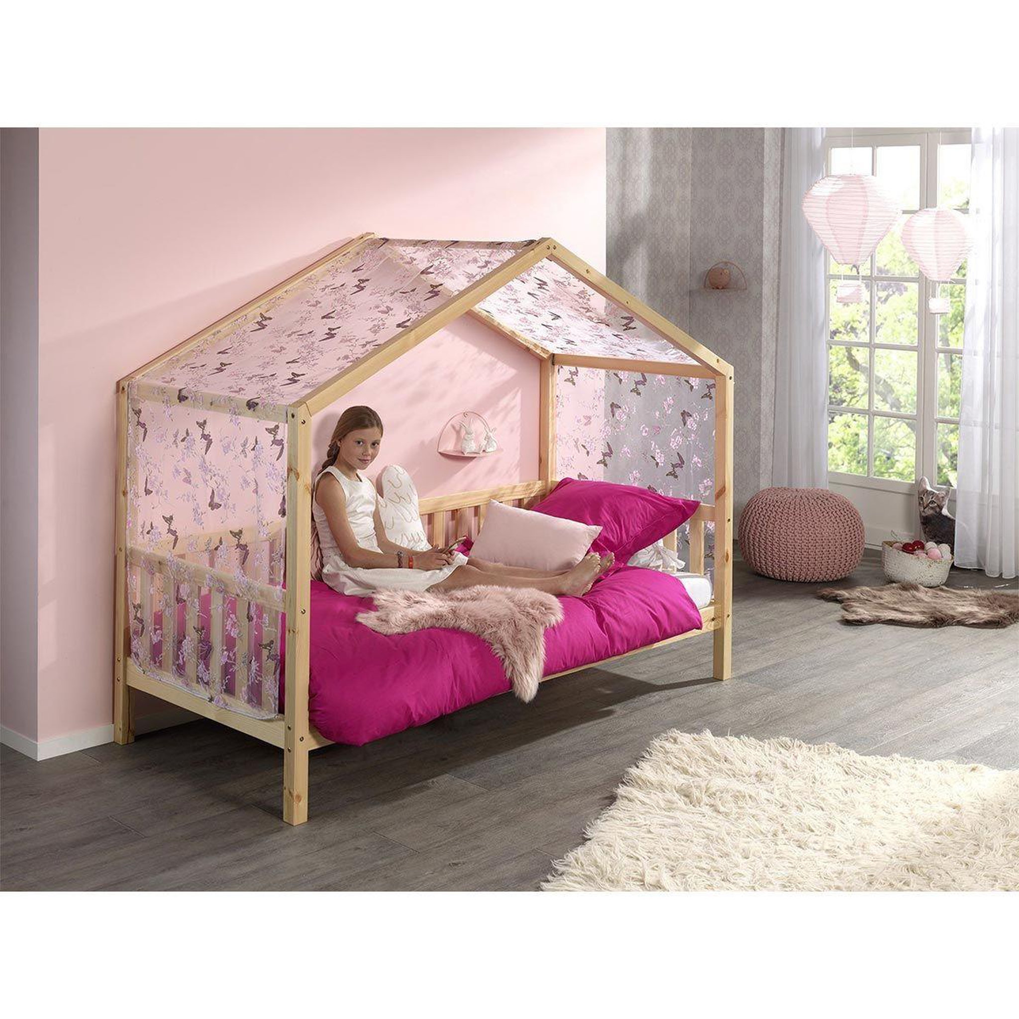 Voir la diapositive 6 : Paris Prix Pack - lit enfant cabane & matelas  dallas iii  90x200cm naturel