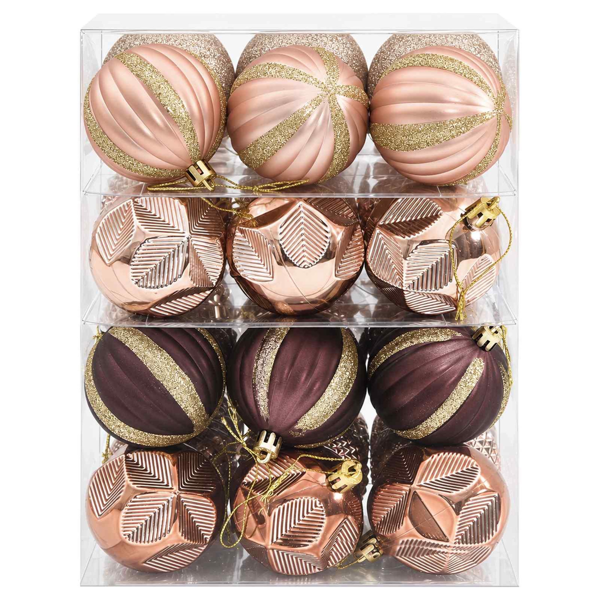 Voir la diapositive 4 : VIDAXL Ensemble de boules de Noël 36 pc Champagne et brun Diam. 6 cm