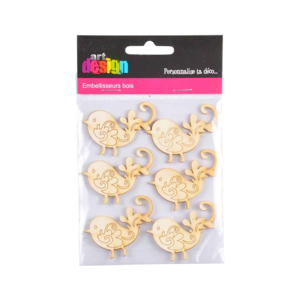 Paris Prix Lot de 8 Embellisseurs en Bois  Oiseaux  16cm Naturel