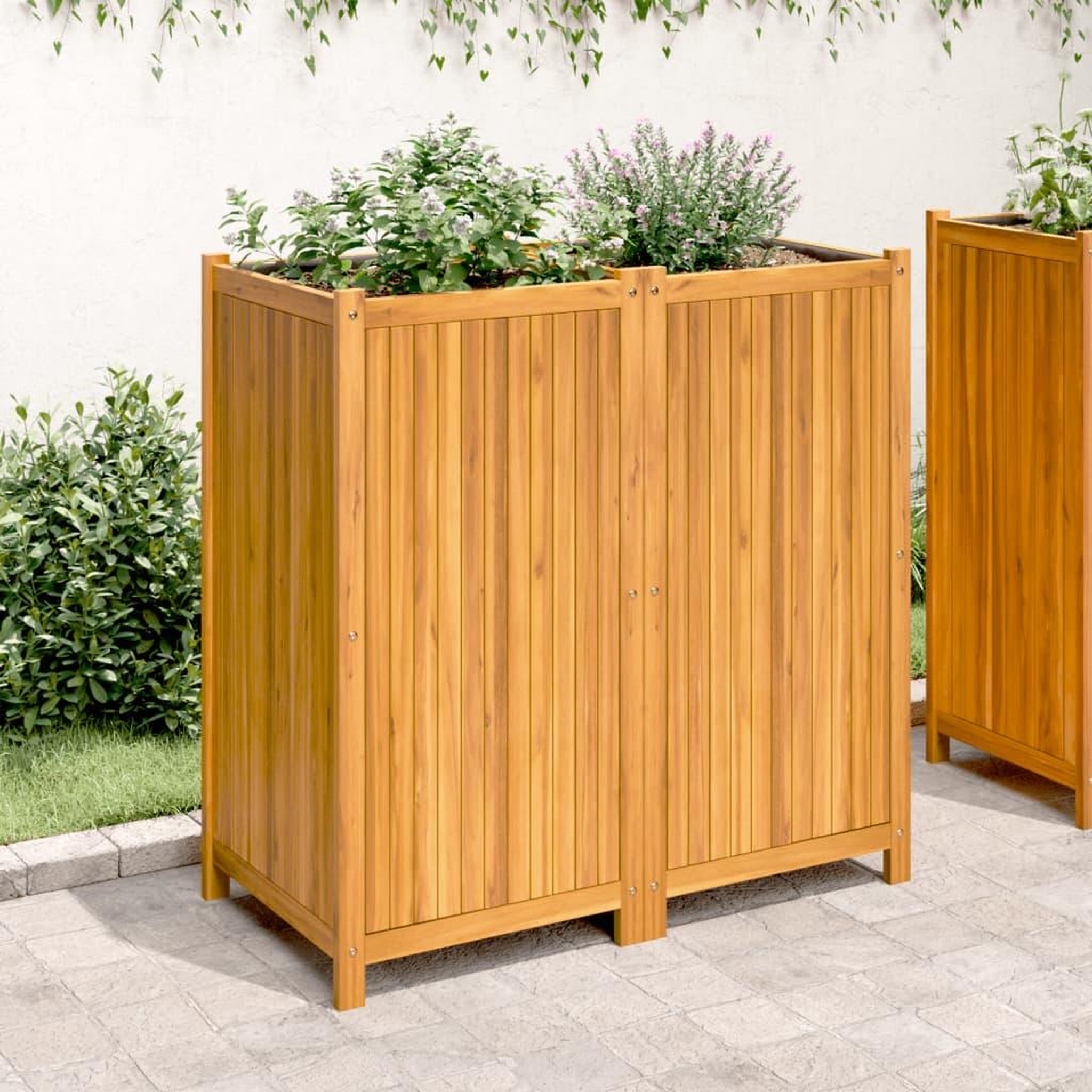 Voir la diapositive 3 : VIDAXL Jardiniere avec doublure 100x50x100 cm bois massif d'acacia