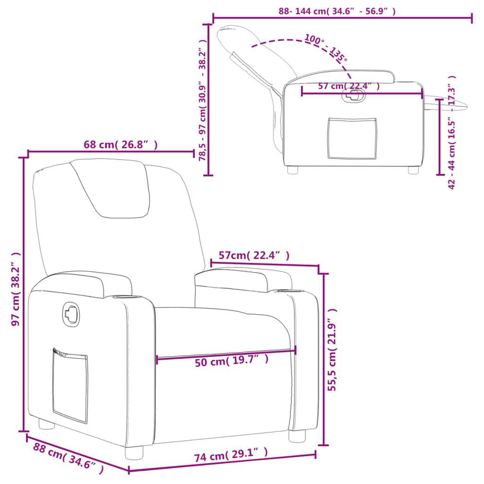 Voir la diapositive 6 : VIDAXL Fauteuil inclinable Rouge Similicuir