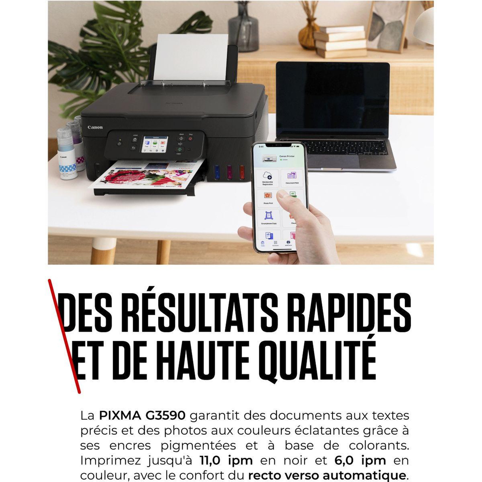 Voir la diapositive 3 : Canon Imprimante jet d'encre MEGATANK G3590