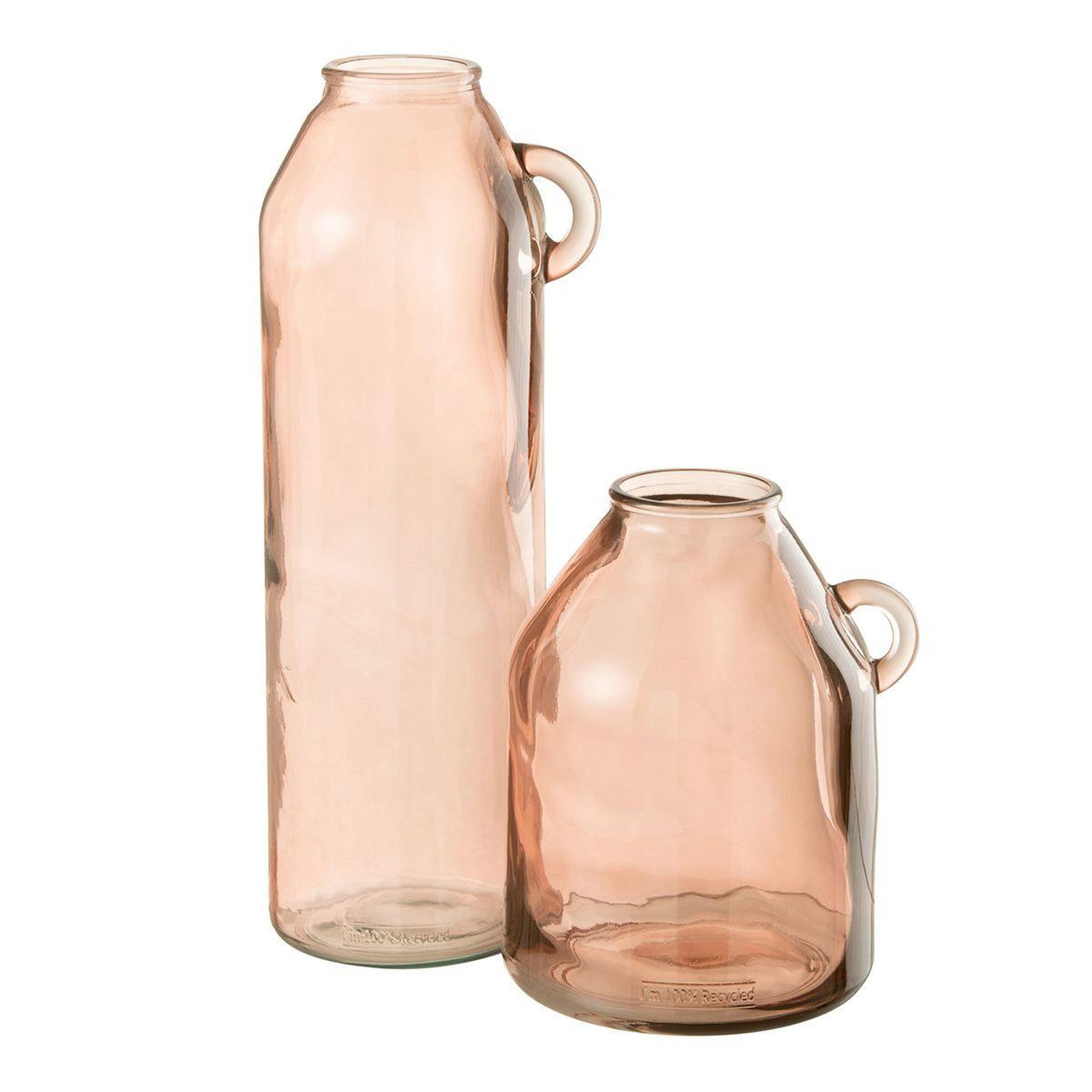 Voir la diapositive 2 : J-LINE Vase anse en verre  bouteille  45cm rose