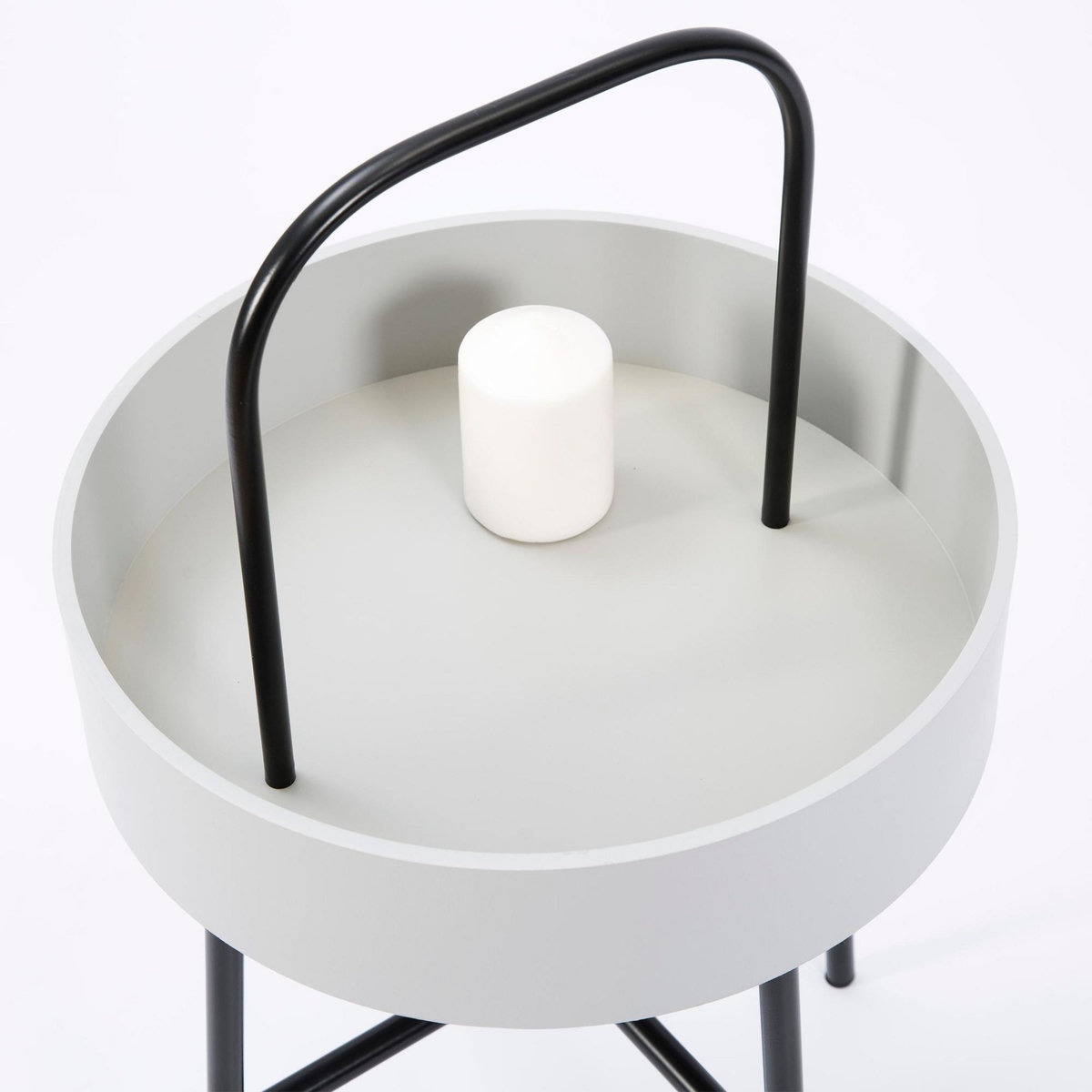 VS VENTA-STOCK Table auxiliaire Jaipur avec Plateau en MDF Gris et Structure métallique en Noir Mat