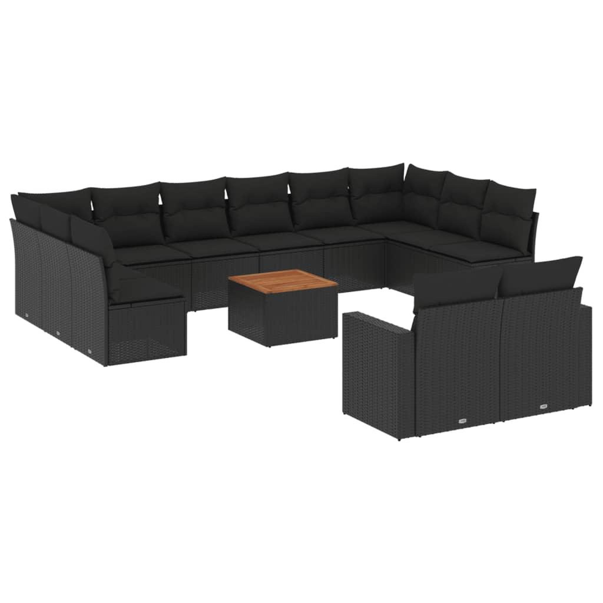 Voir la diapositive 2 : VIDAXL Salon de jardin avec coussins 13 pcs noir resine tressee