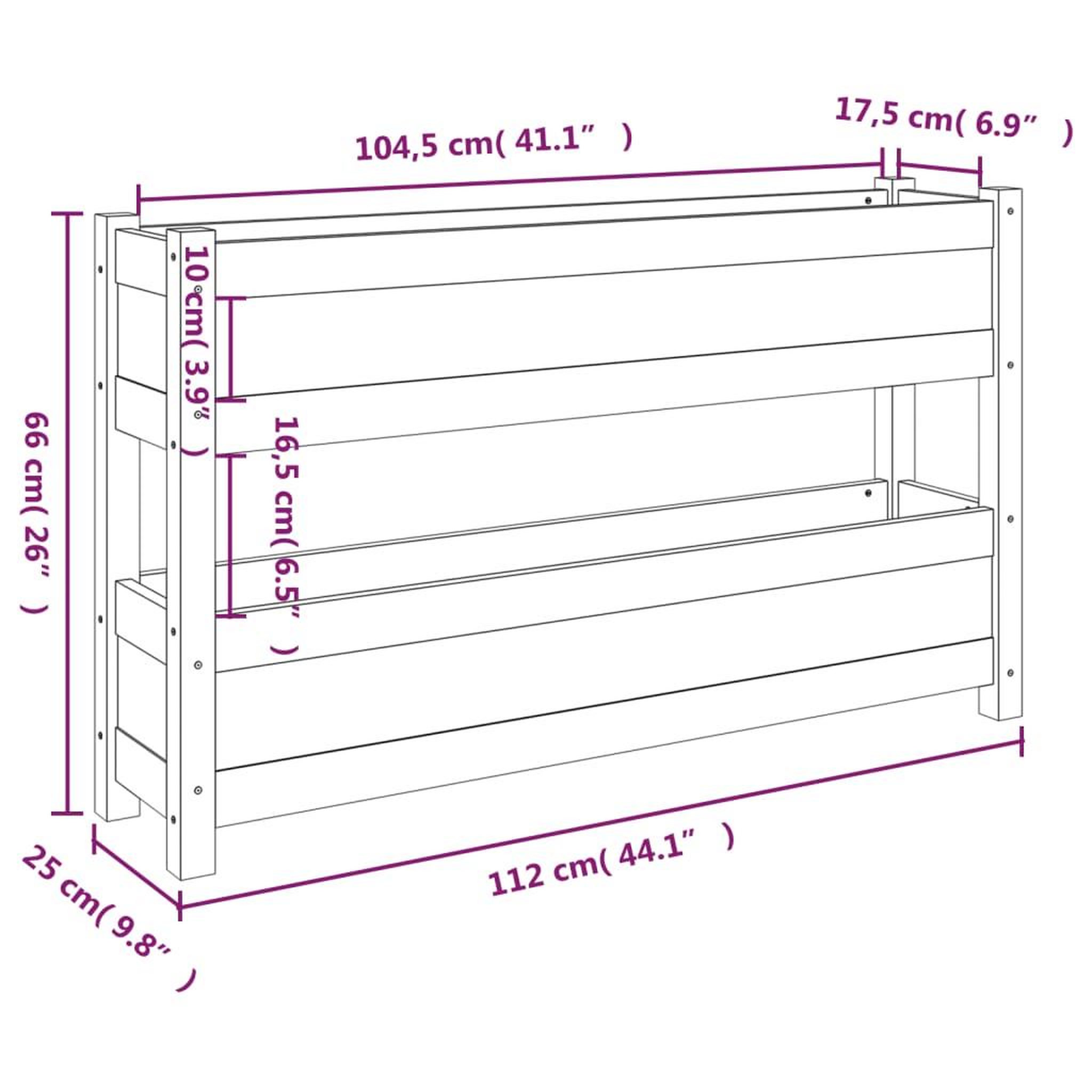 Voir la diapositive 6 : VIDAXL Jardiniere Blanc 112x25x66 cm Bois massif de pin
