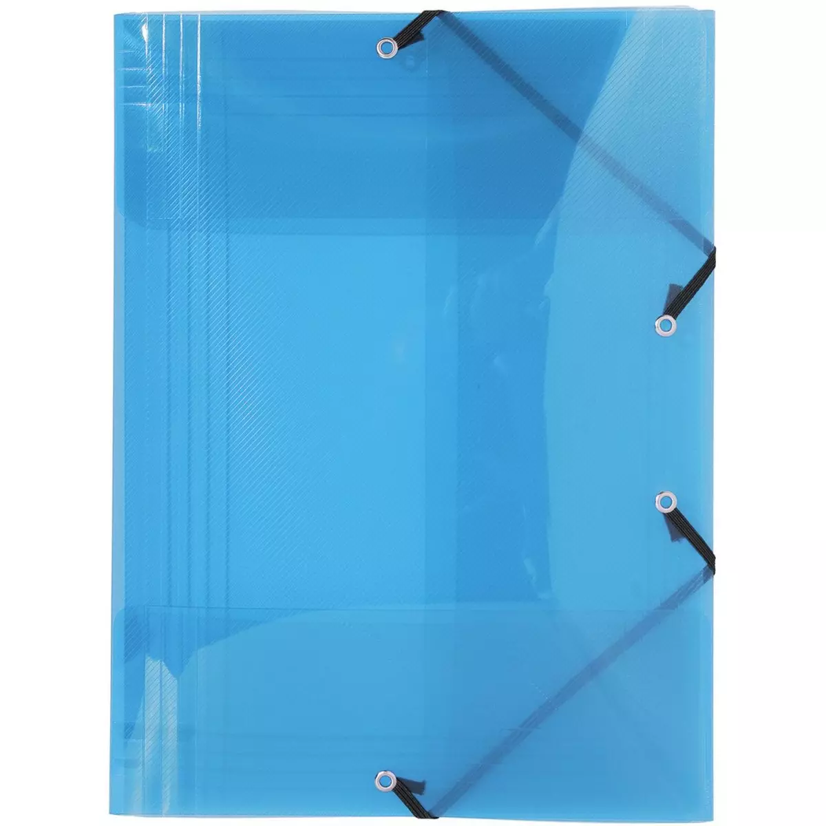 EXACOMPTA Chemise à élastique 24x32cm 3 rabats polypro Crystal bleu translucide