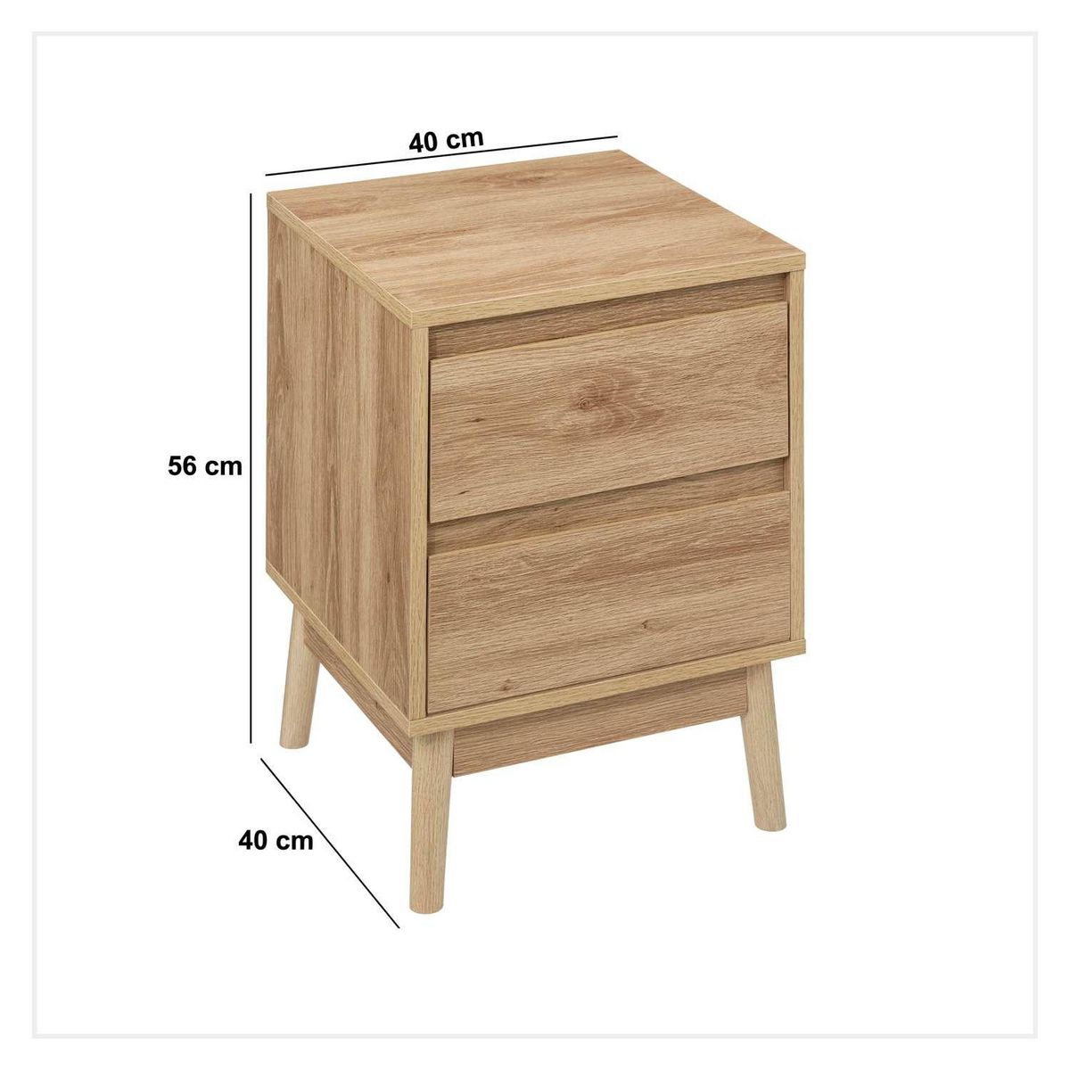 FIVE Table de chevet 2 tiroirs Liam en bois - Marron