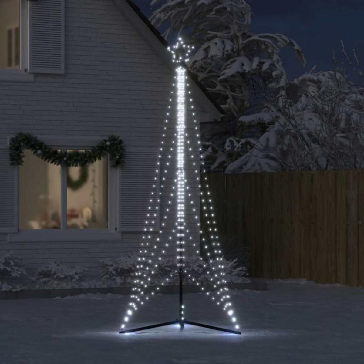 VIDAXL Guirlande de sapin de Noël 525 LED blanc froid 302 cm