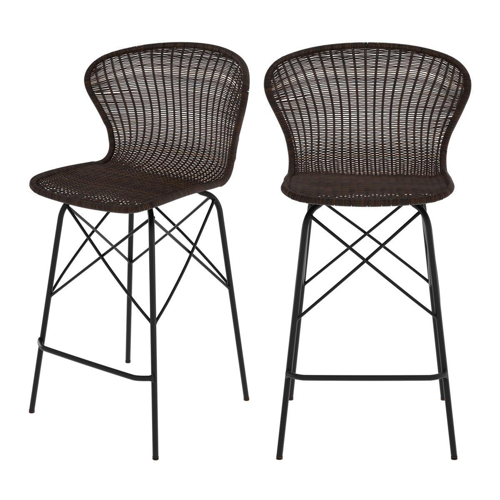 Voir la diapositive 1 : Rendez vous déco Lot de 2 chaises pour îlot central 63 cm en résine tressée marron - Palma