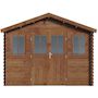 Voir la diapositive 4 : Habitat et Jardin Abri de jardin bois traité autoclave marron  Lormont  - 21,2 m² - 28 mm