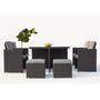 Voir la diapositive 6 : CONCEPT USINE Table et chaises 8 places encastrables en résine noir-gris MONACO