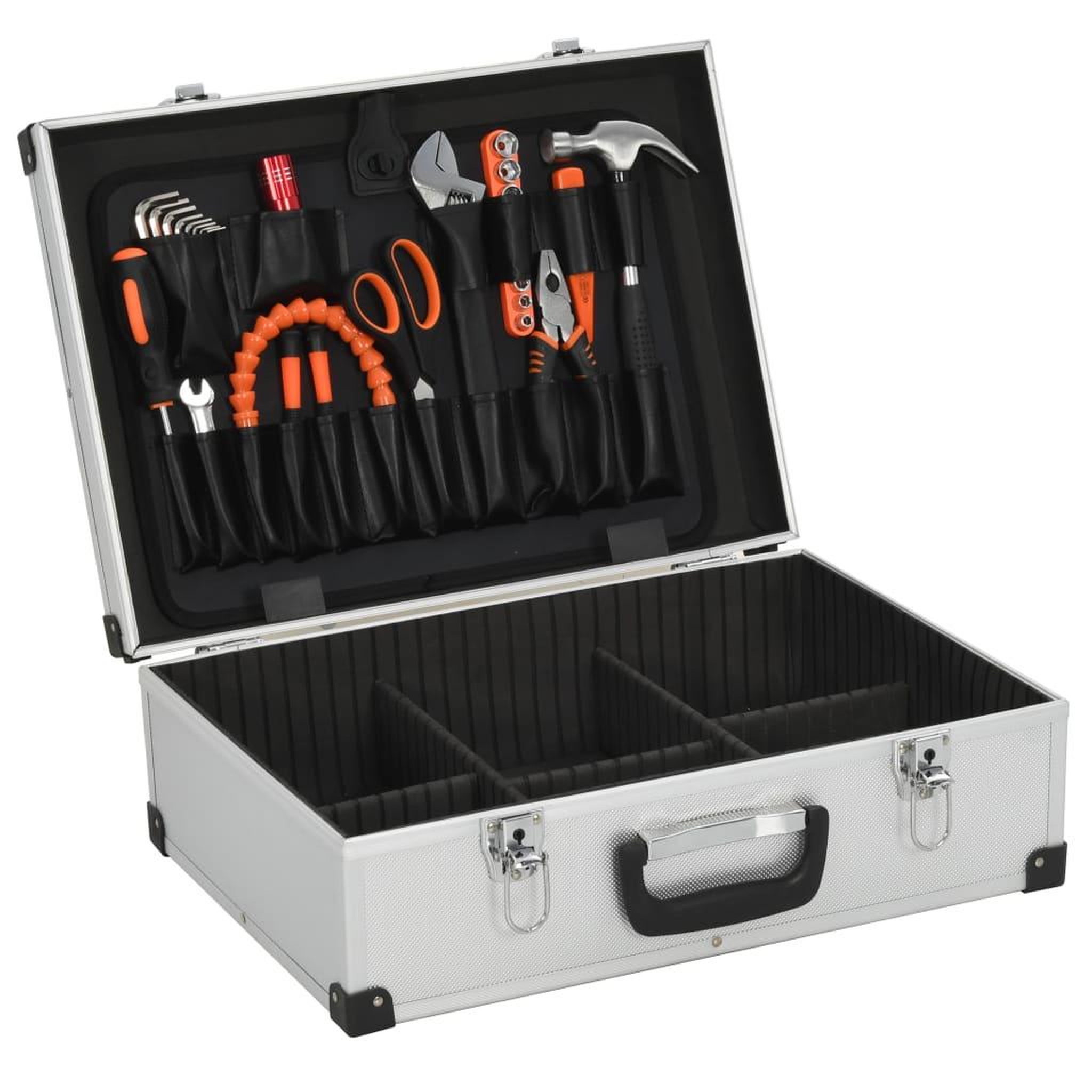 Voir la diapositive 2 : VIDAXL Valise a outils 46 x 33 x 16 cm Argente Aluminium