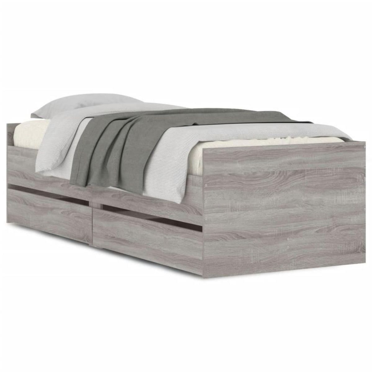 VIDAXL Cadre de lit avec tiroirs sans matelas sonoma gris 90x200 cm