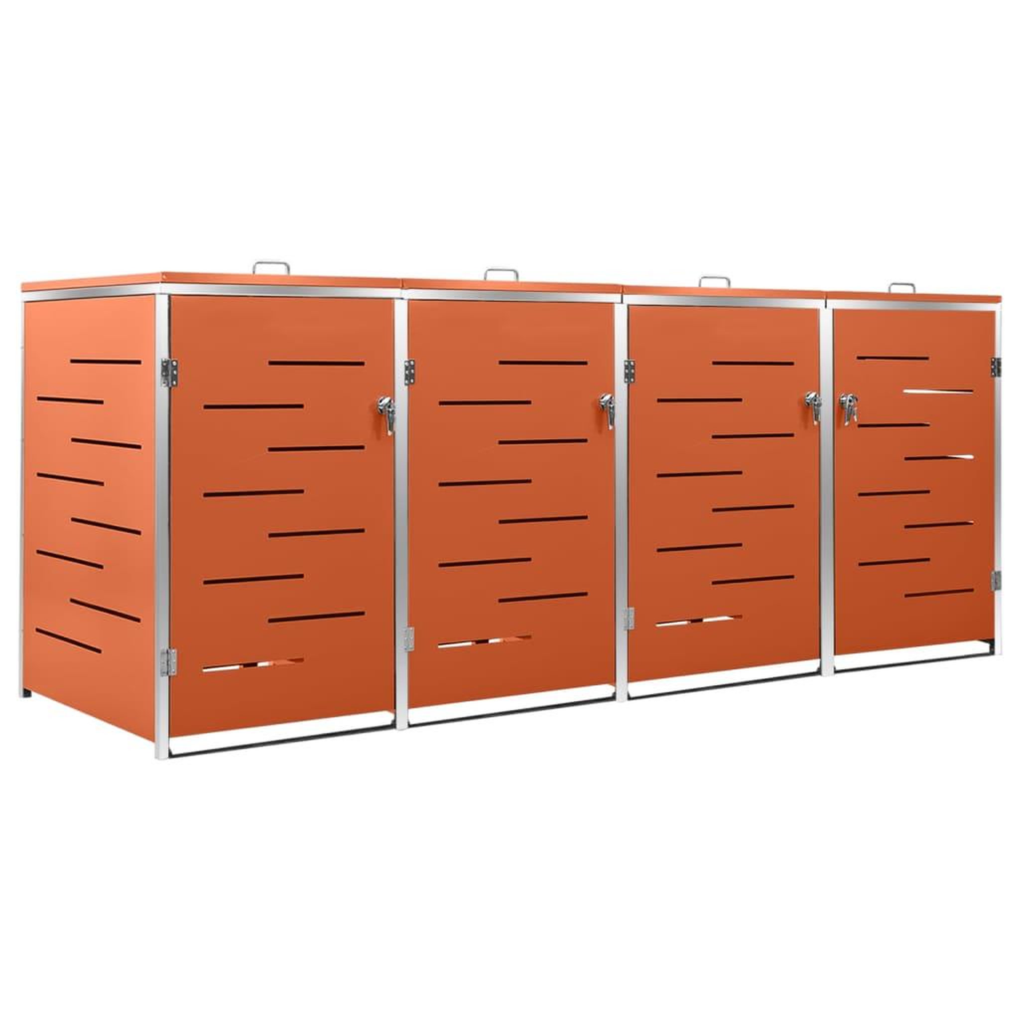 Voir la diapositive 2 : VIDAXL Abri pour quatre poubelles 276,5x77,5x112,5 cm Inox