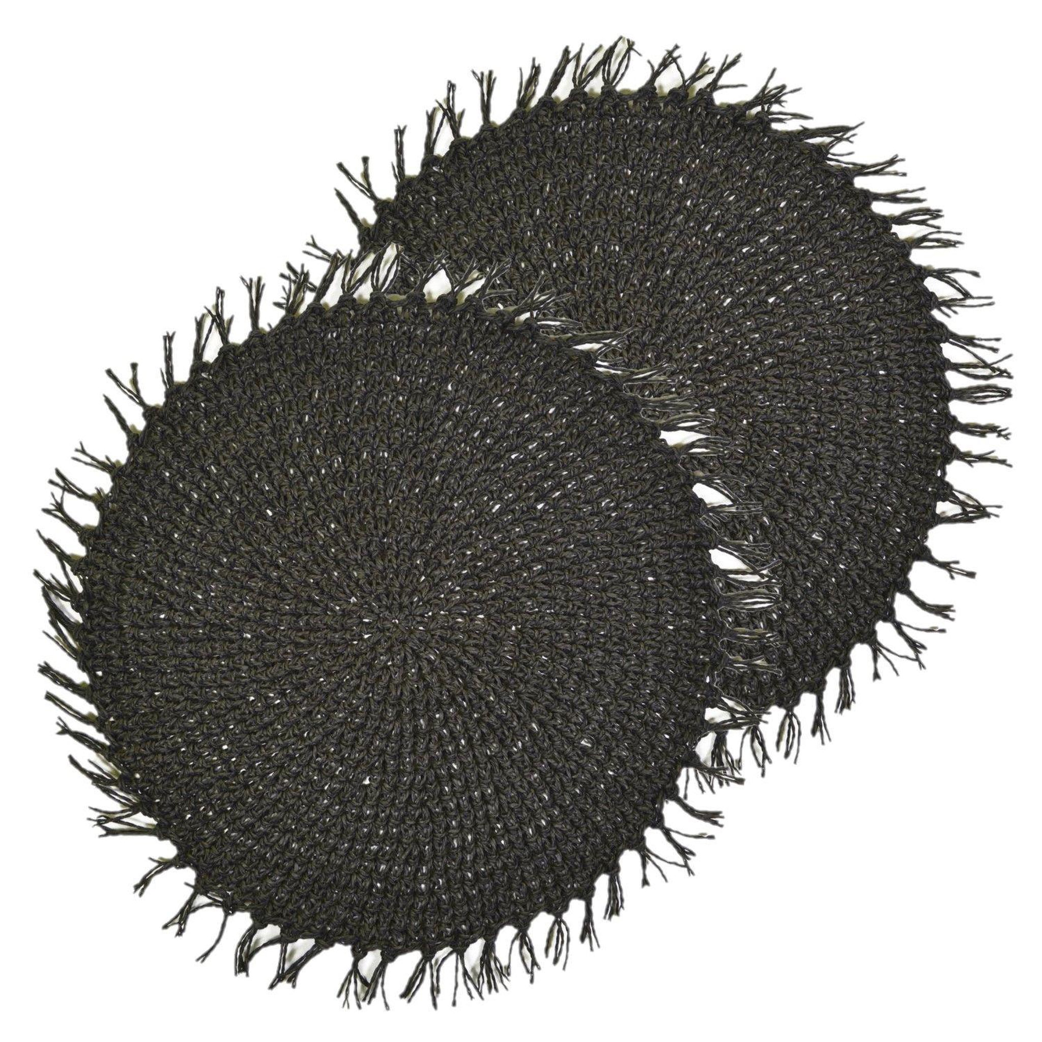 Voir la diapositive 1 : HABITABLE Lot de 2 sets de tables ronds en jute FILI