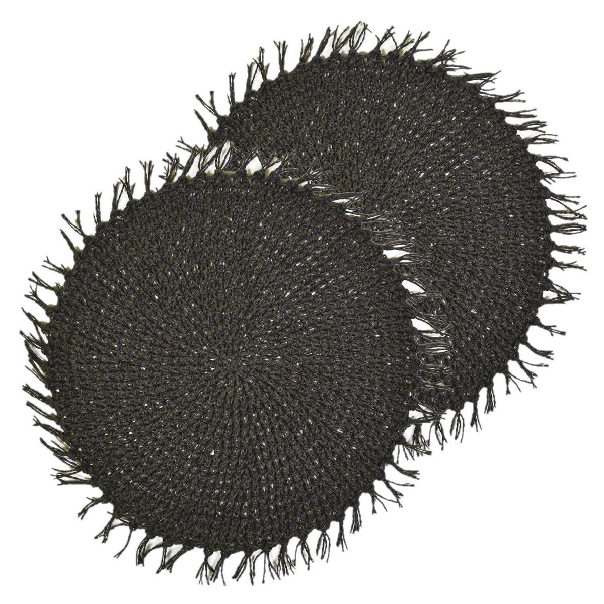 HABITABLE Lot de 2 sets de tables ronds en jute FILI