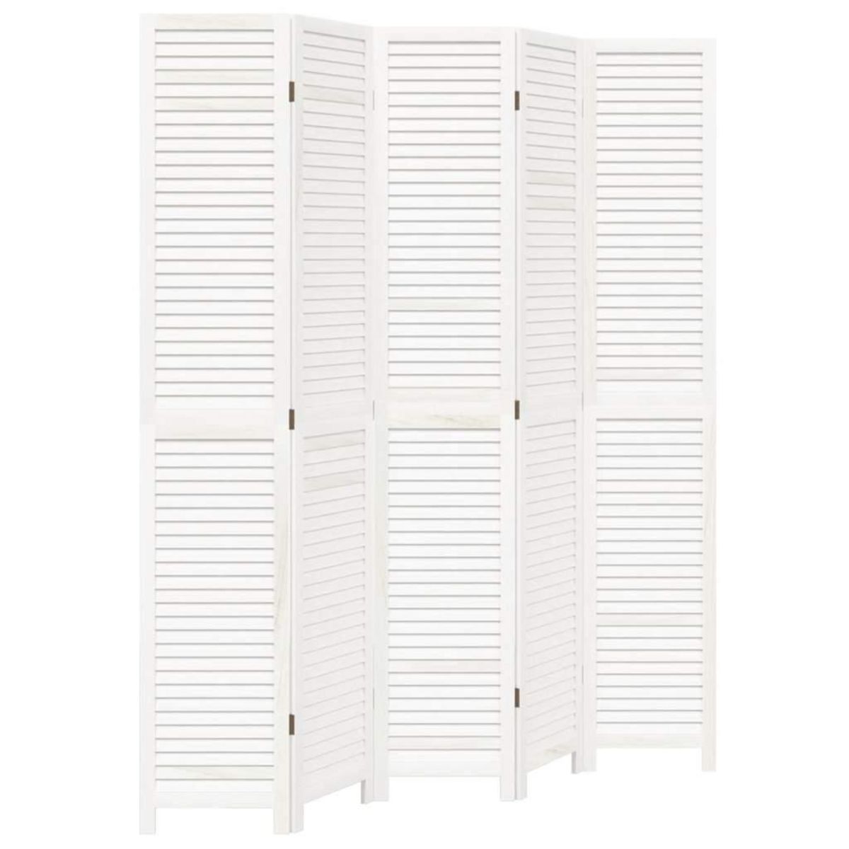 VIDAXL Cloison de separation 5 panneaux blanc bois de paulownia massif