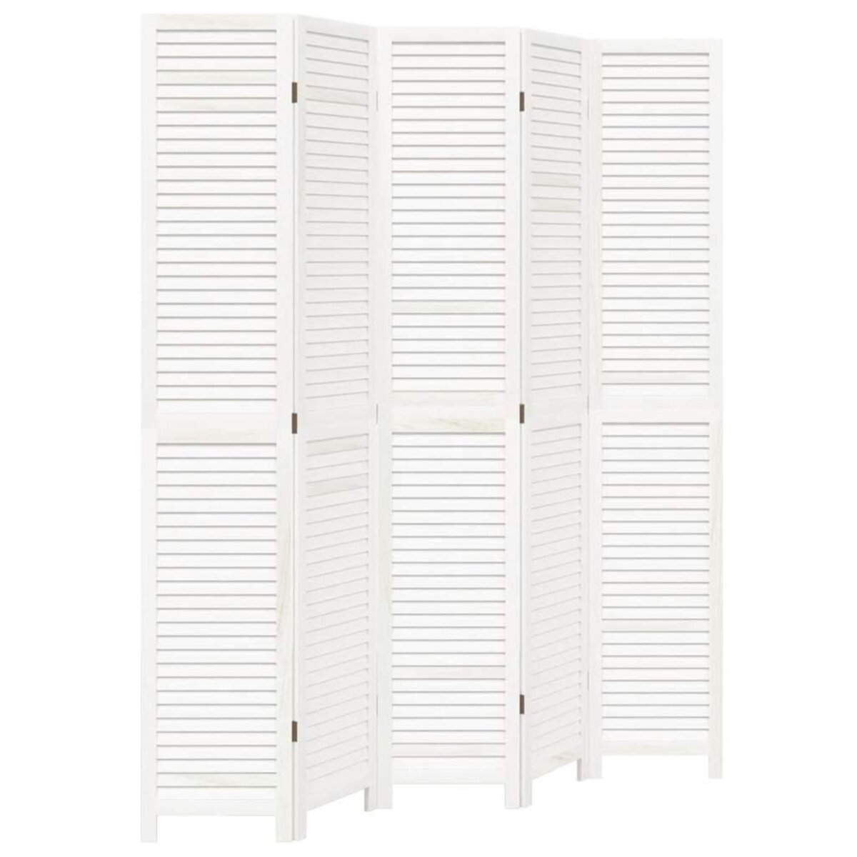 VIDAXL Cloison de separation 5 panneaux blanc bois de paulownia massif