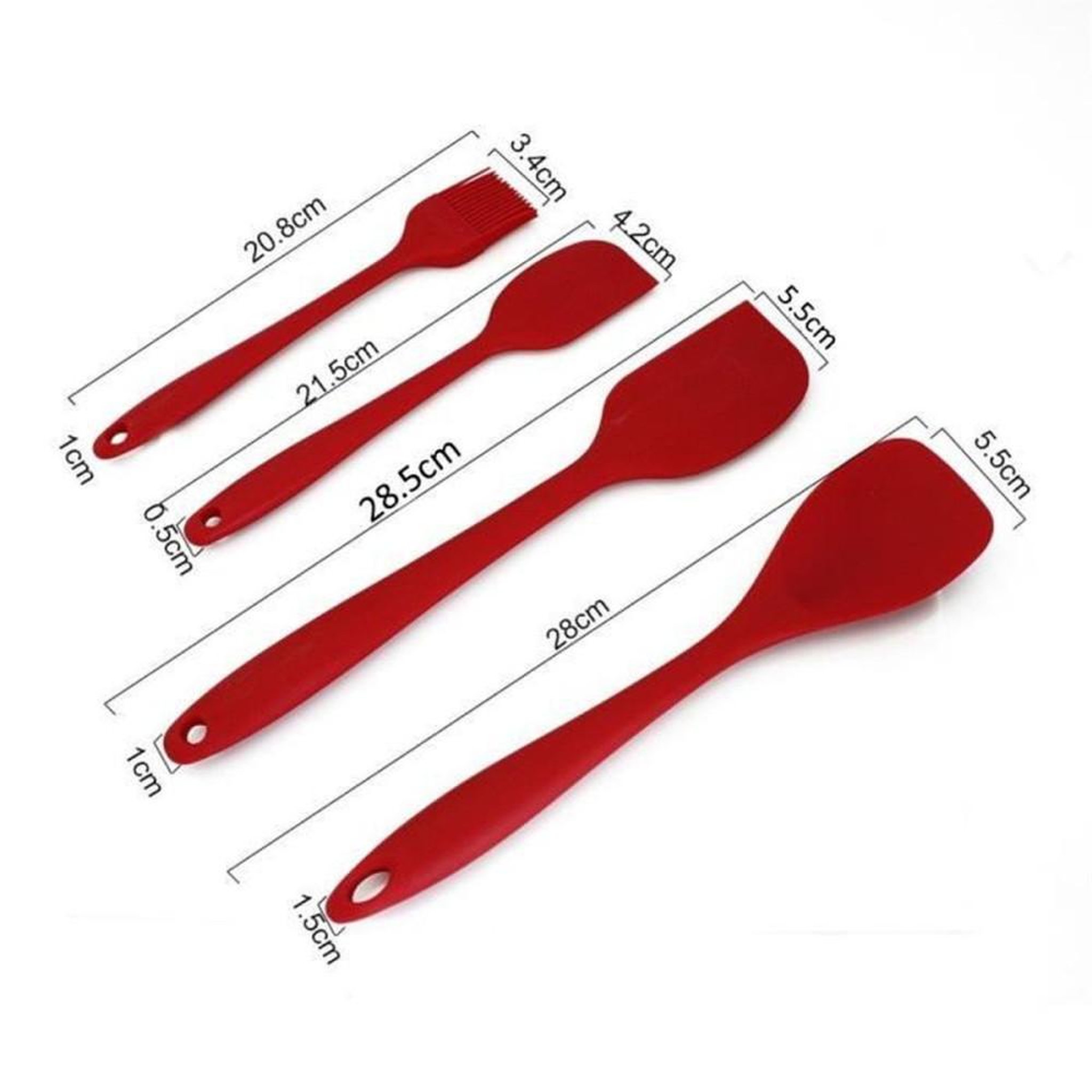 Voir la diapositive 4 : Set de 10 ustensiles de cuisine en silicone rouge avec poignées inox
