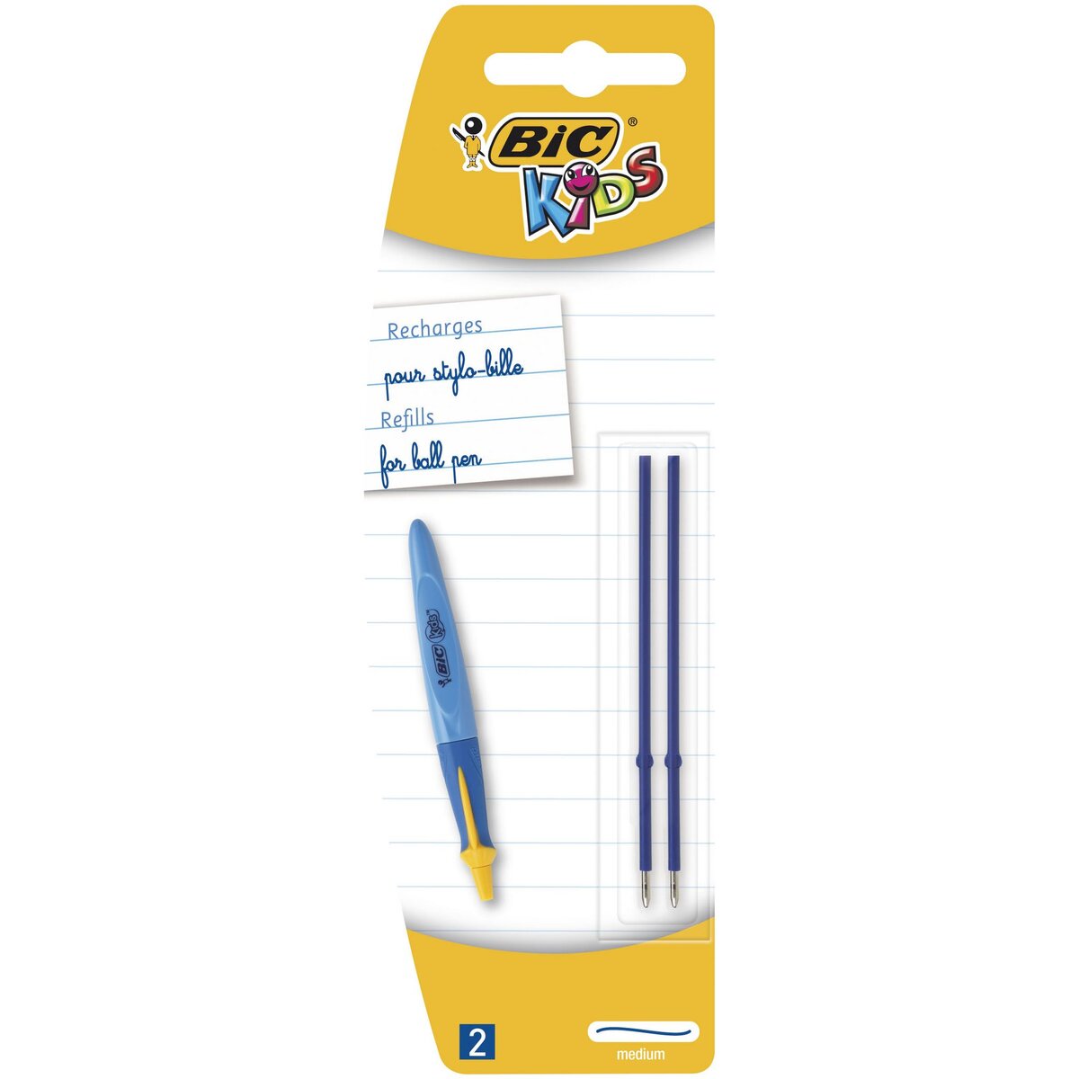 BIC 2 recharges stylo bille Kids Twist - Bleu pas cher 