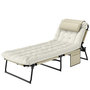 Voir la diapositive 1 : OUTSUNNY Bain de soleil pliable - dossier inclinable 4 positions - tétière, matelas épais - beige