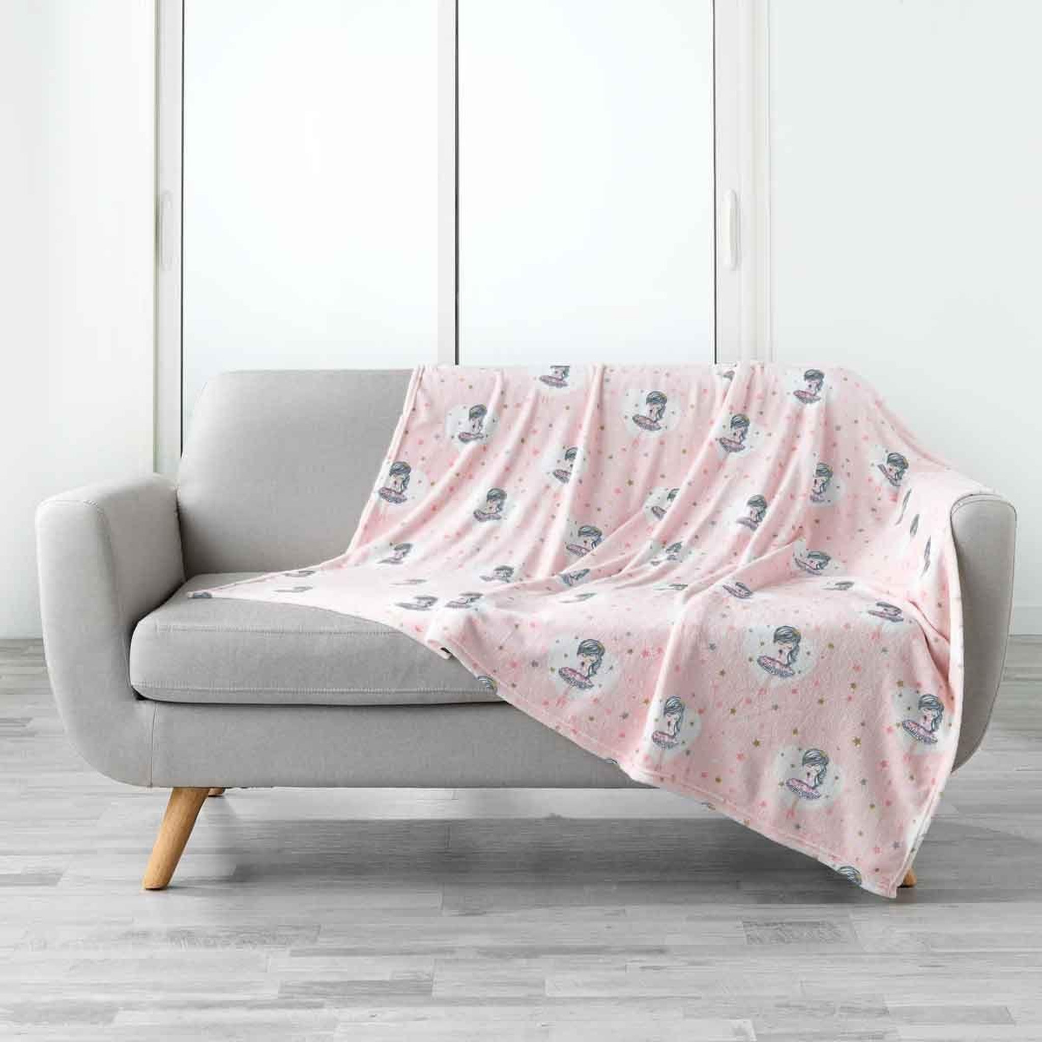 Douceur d'Intérieur Plaid flanelle enfant  petite étoile  125x150cm rose