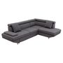 Voir la diapositive 3 : Canapé d'angle droit convertible 5 places tissu pieds bois clair MARIUS 