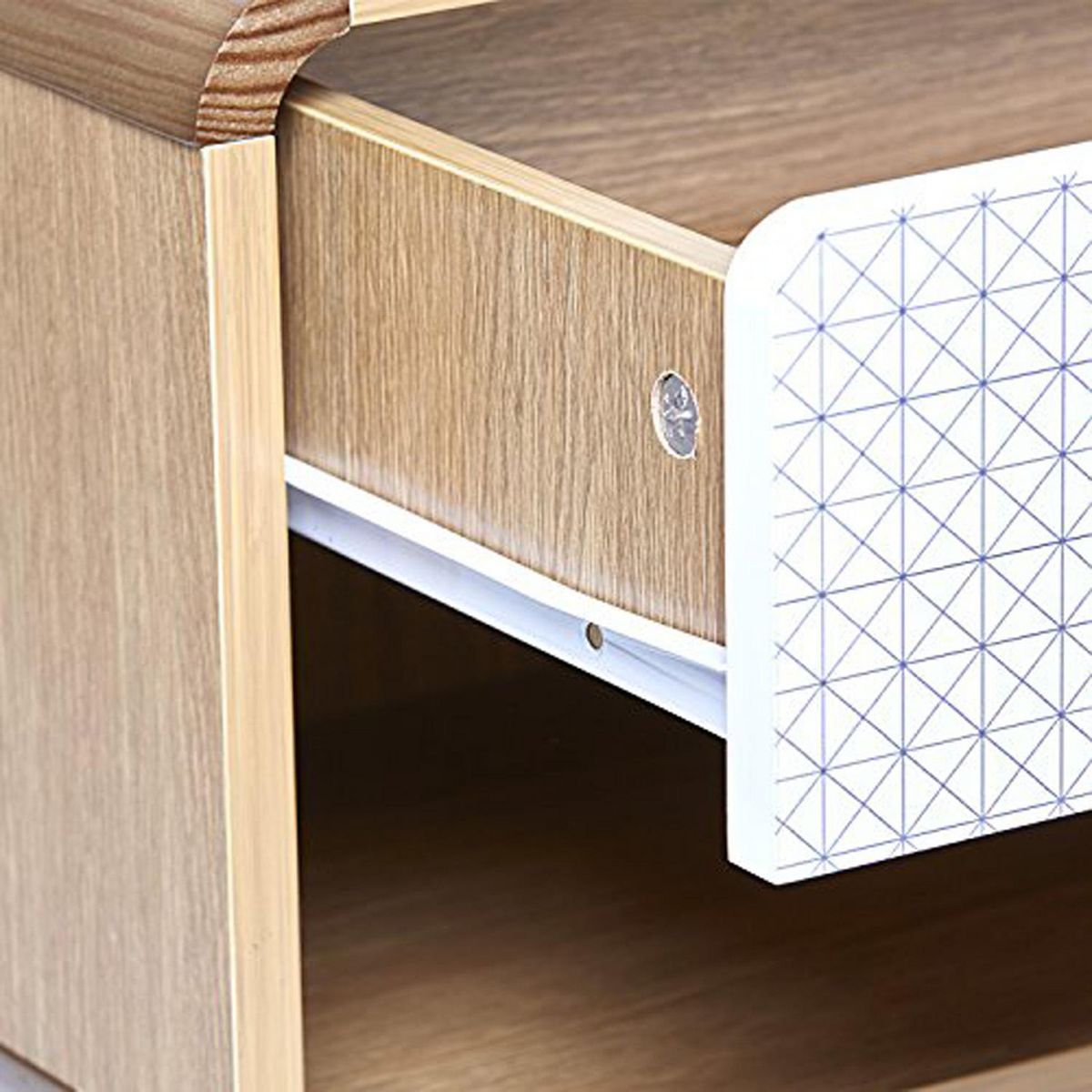 VS VENTA-STOCK Table Chevet Buda 1 Tiroir, Couleur chêne, Jambes en métal en Noir