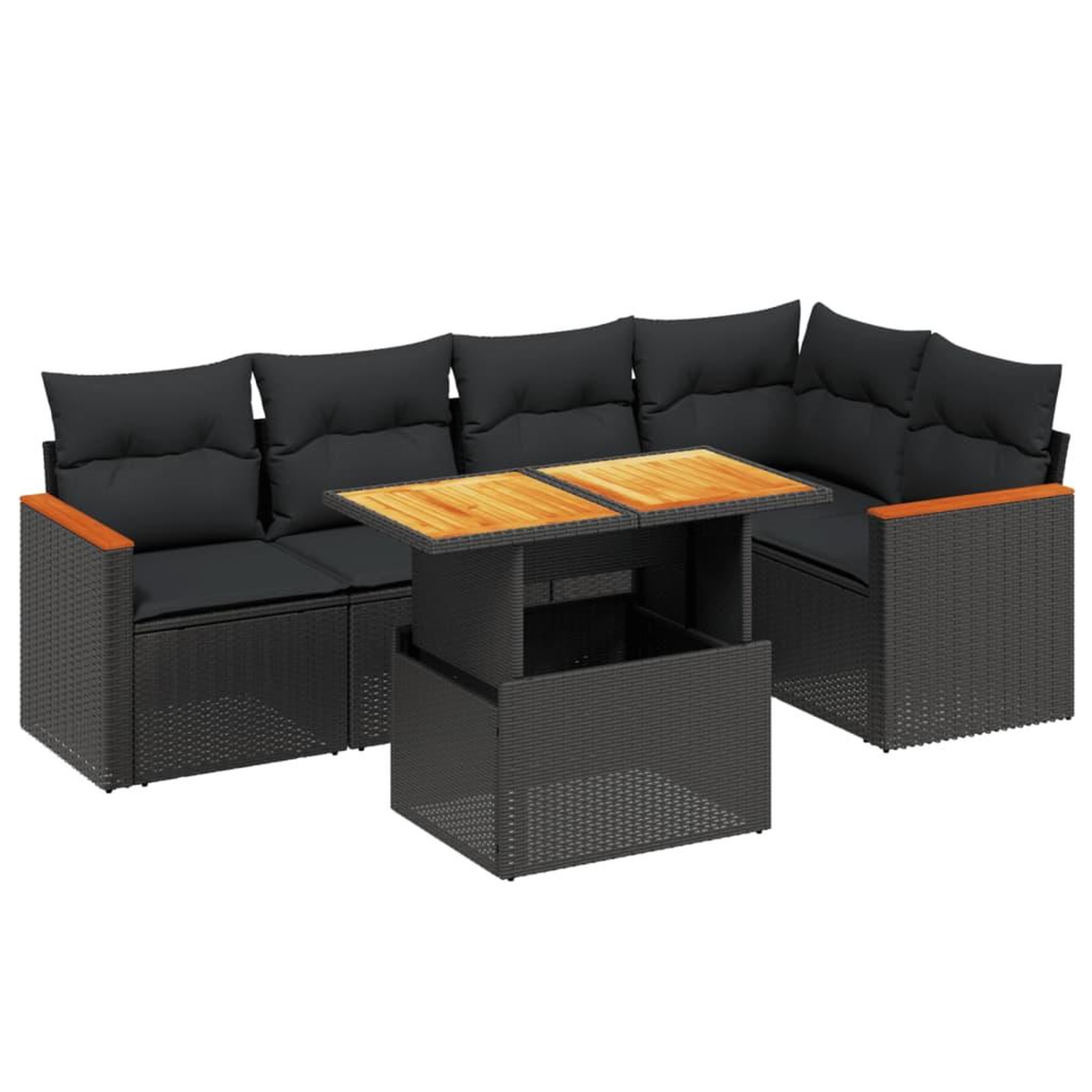 Voir la diapositive 2 : VIDAXL Salon de jardin 6 pcs avec coussins noir resine tressee