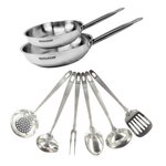 Fackelmann Set de 2 poêles de 24 et 28 cm en inox et 6 ustensiles inox Fackelmann Eterna