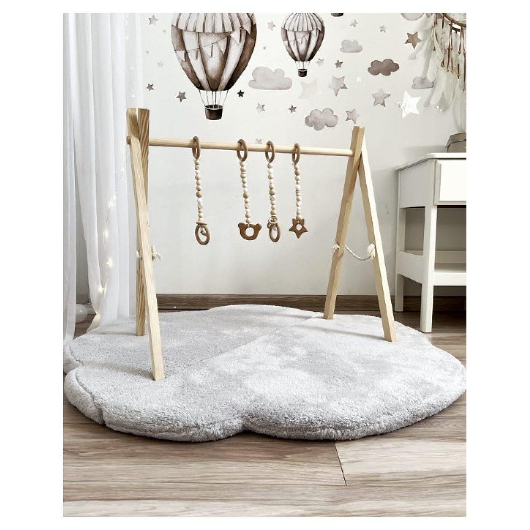 Voir la diapositive 2 : MONIO FOR KIDS Tapis de jeu nuage en peluche gris clair
