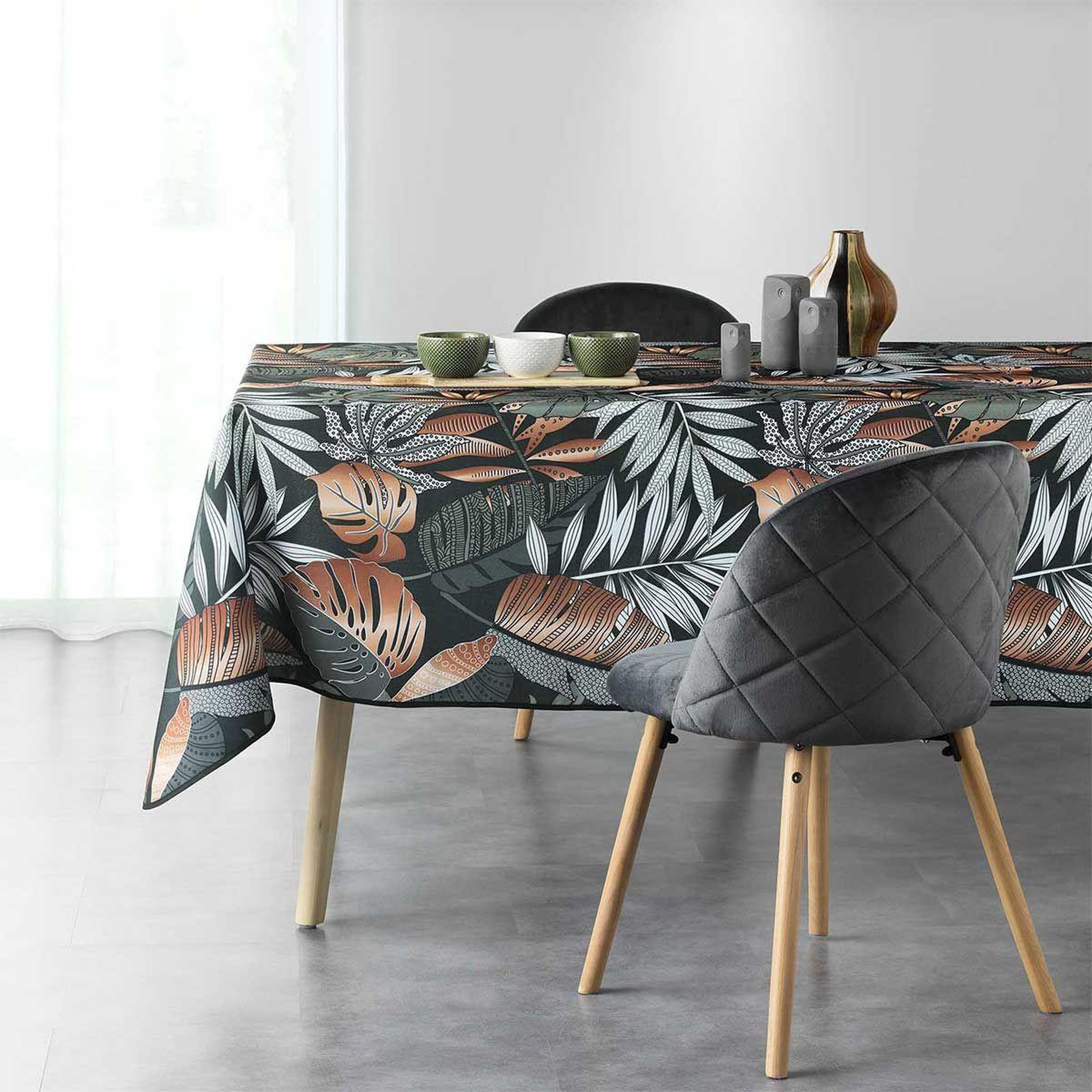 Voir la diapositive 2 : Douceur d'Intérieur Nappe imprimée  alianor  150x240cm kaki