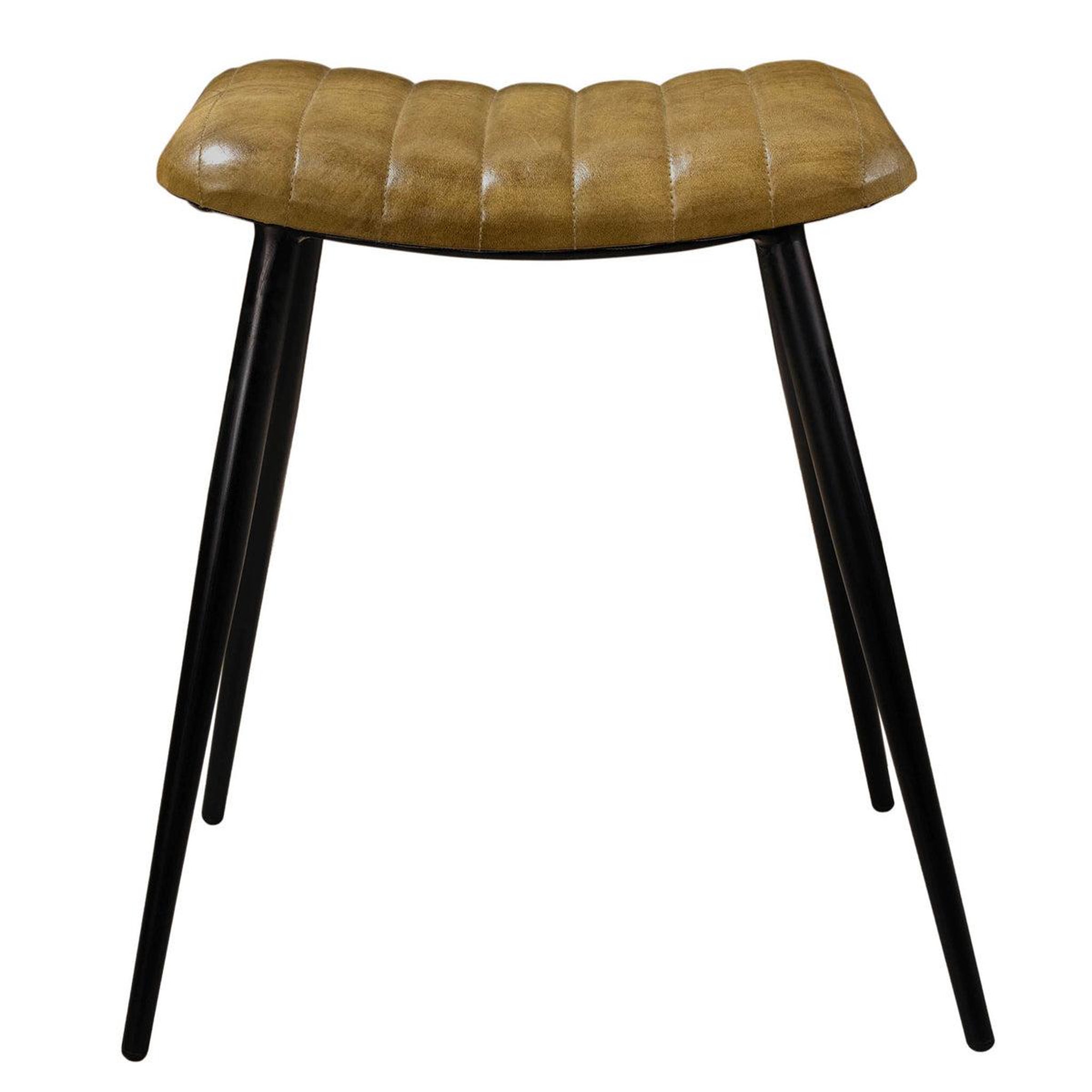 Voir la diapositive 2 : MAISON PAVANE Tabouret en cuir camel matelassé-bidar