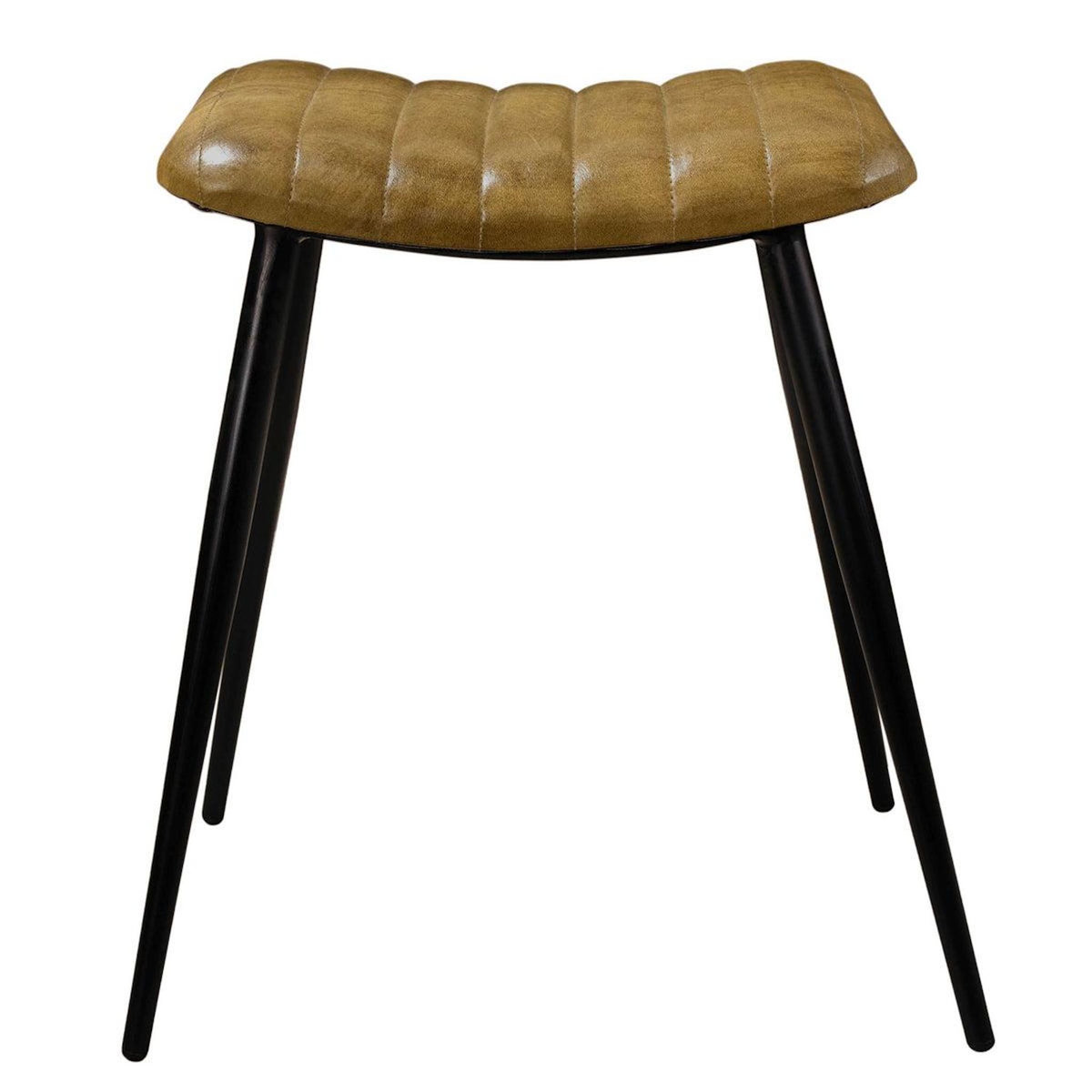 Rendez vous déco Tabouret en cuir camel matelassé-Bidar