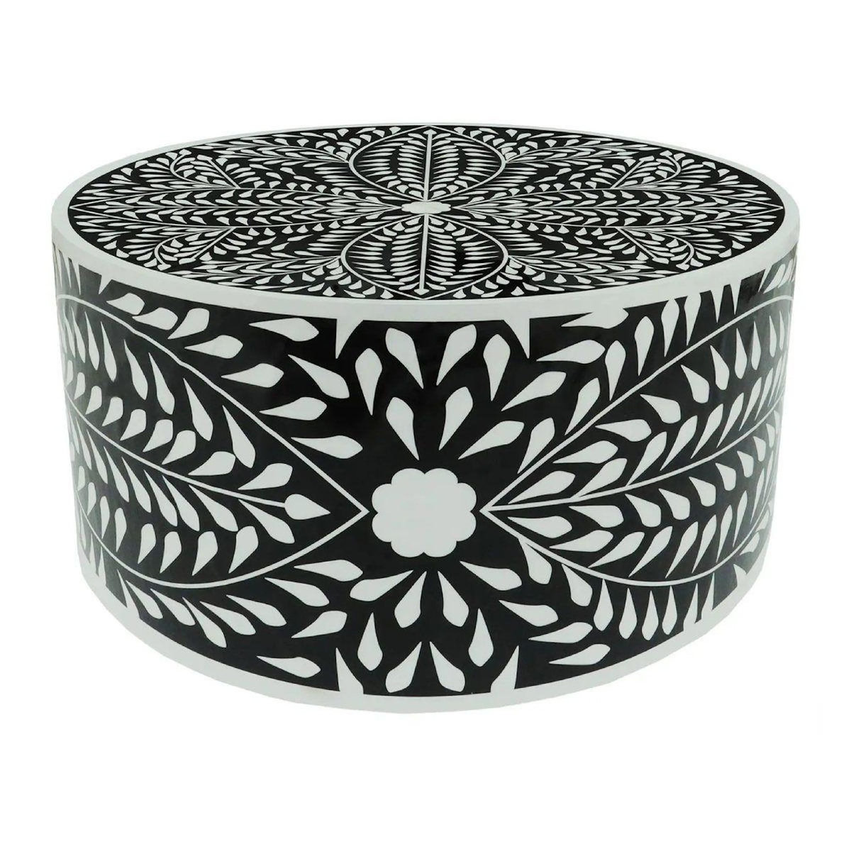Paris Prix Table Basse Ronde  Flower  66cm Noir & Blanc