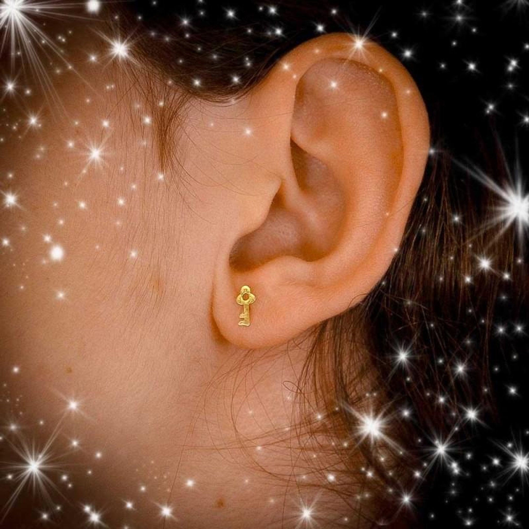 Voir la diapositive 3 : L'ATELIER D'AZUR Boucles d'Oreilles Or Jaune - Cadenas et Clef