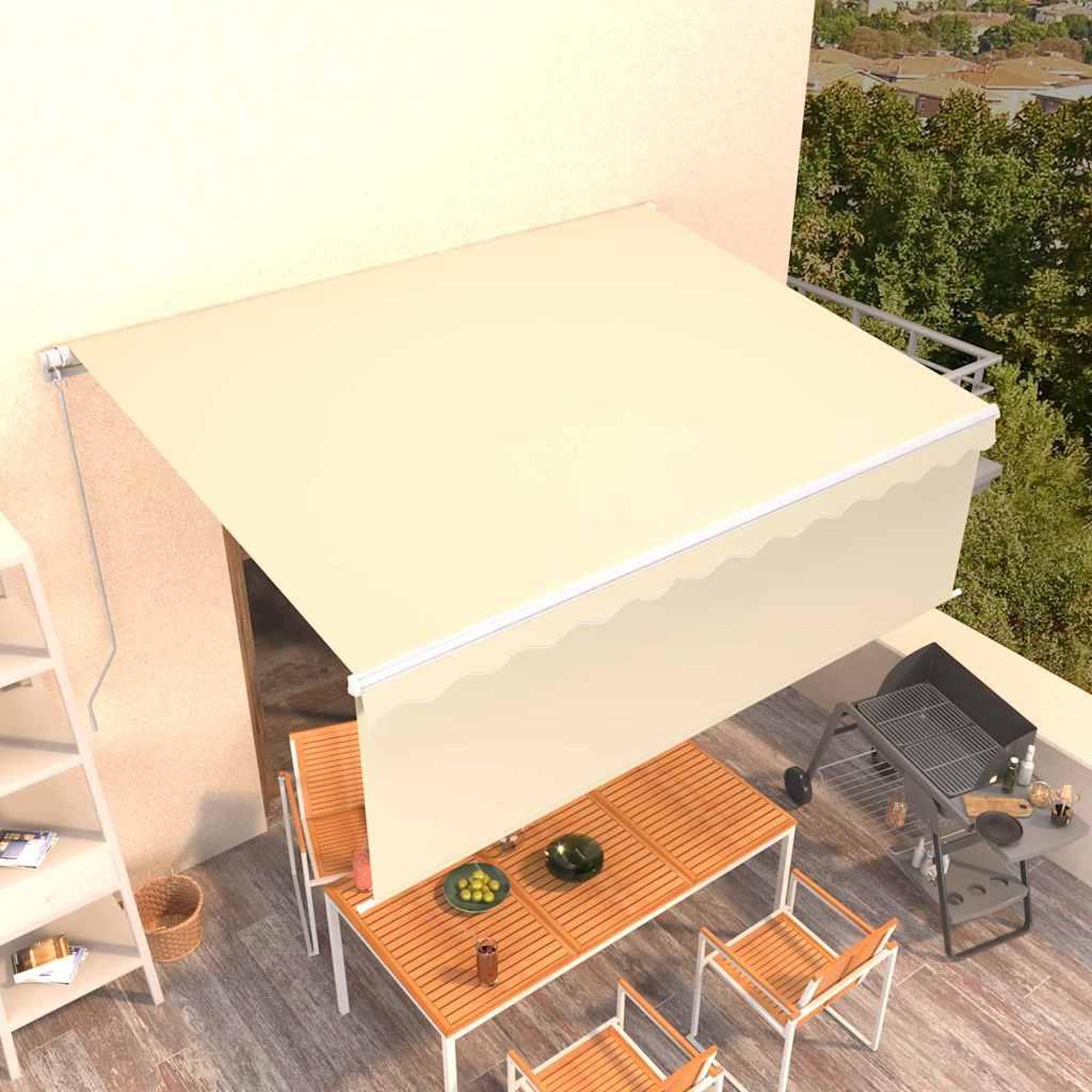 Voir la diapositive 2 : VIDAXL Auvent manuel 4 x 3 m Creme 100 % polyester