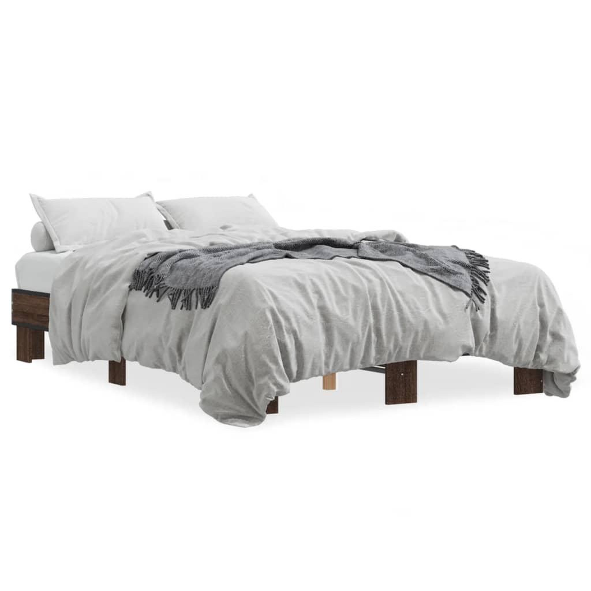 Voir la diapositive 2 : VIDAXL Cadre de lit sans matelas chene marron 135x190 cm