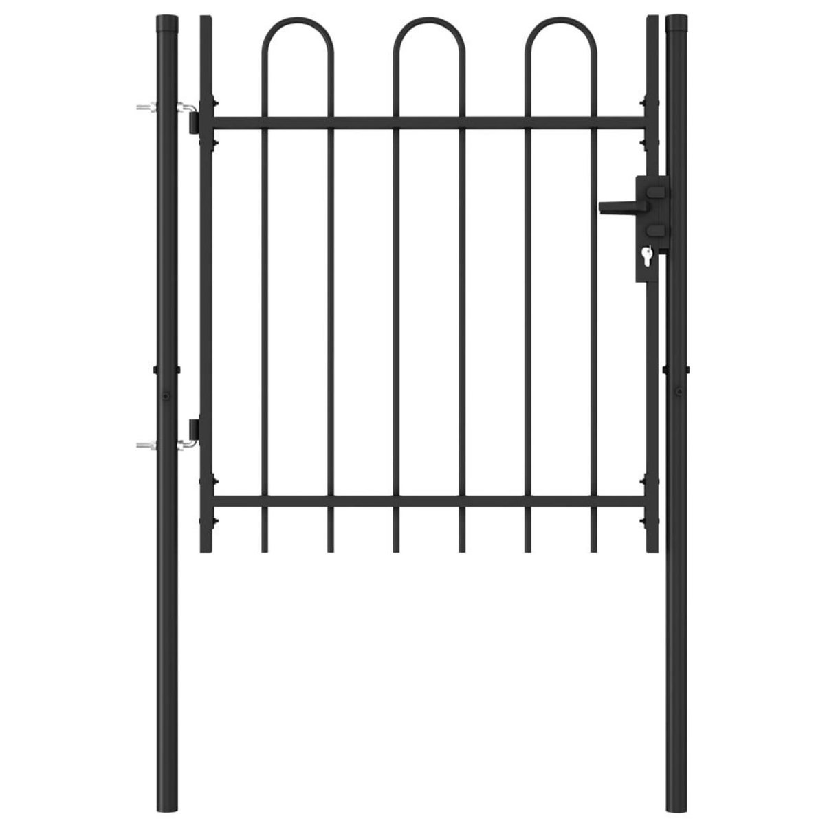 VIDAXL Portillon simple porte avec dessus arque Acier 1x1 m Noir