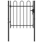 VIDAXL Portillon simple porte avec dessus arque Acier 1x1 m Noir