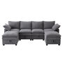 Voir la diapositive 1 : MERAX Canapé d'angle panoramique fixe 6 places tissu coffre de rangement