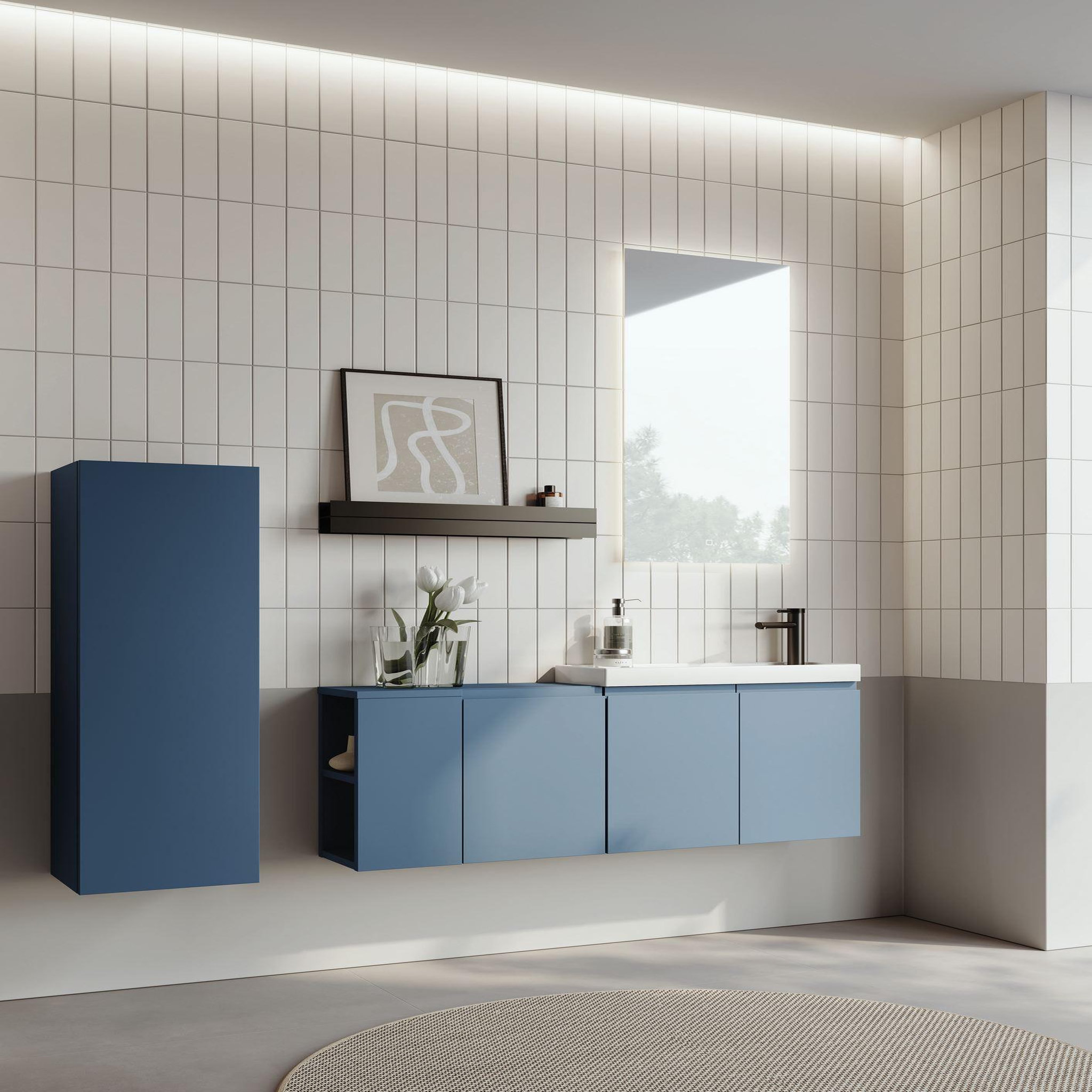 Voir la diapositive 4 : Habitat et Jardin Armoire de Salle de Bain  Ferla 30  - 30 x 25 x 100 cm - Petrol Blue