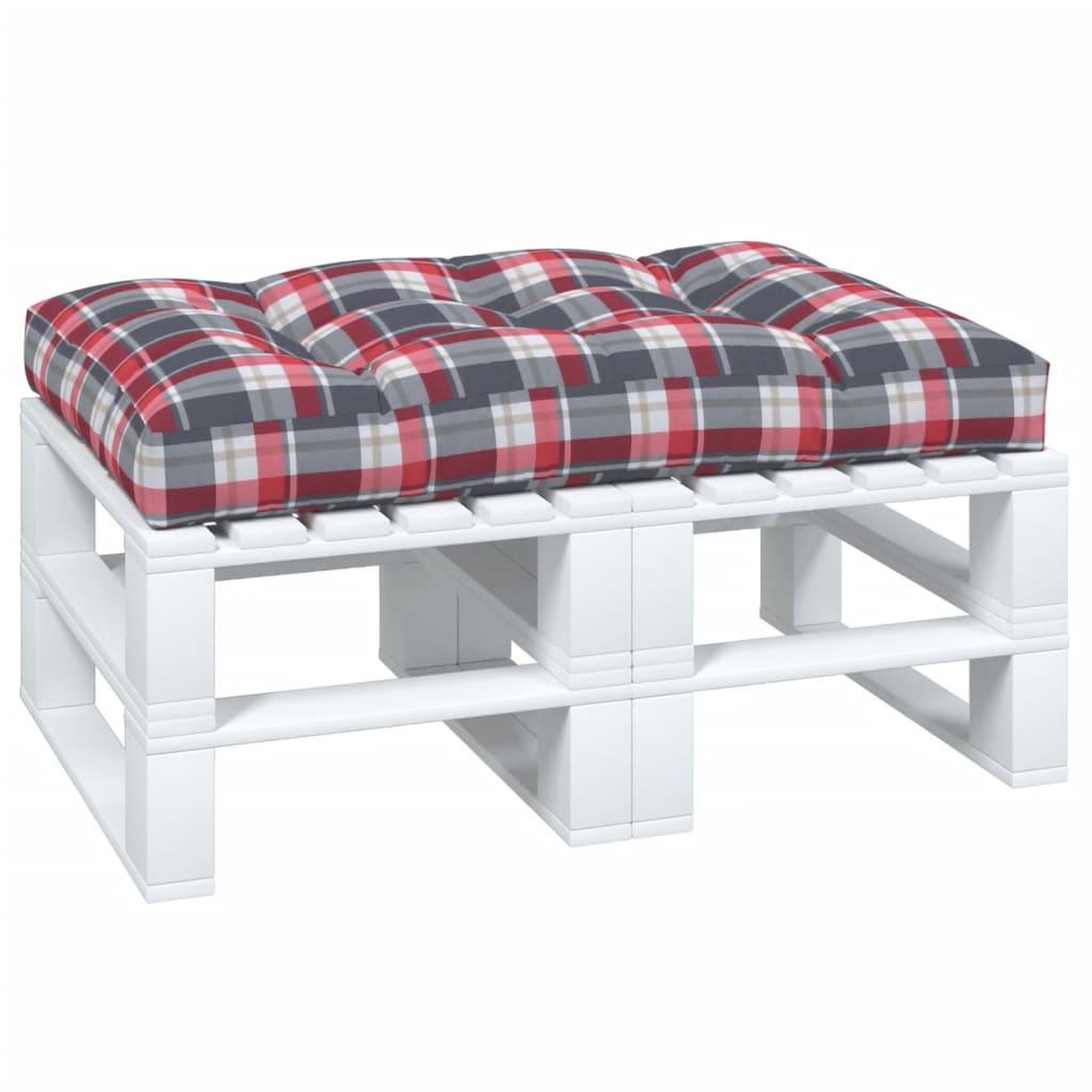Voir la diapositive 3 : VIDAXL Coussin de palette motif a carreaux rouge 120x80x12 cm tissu