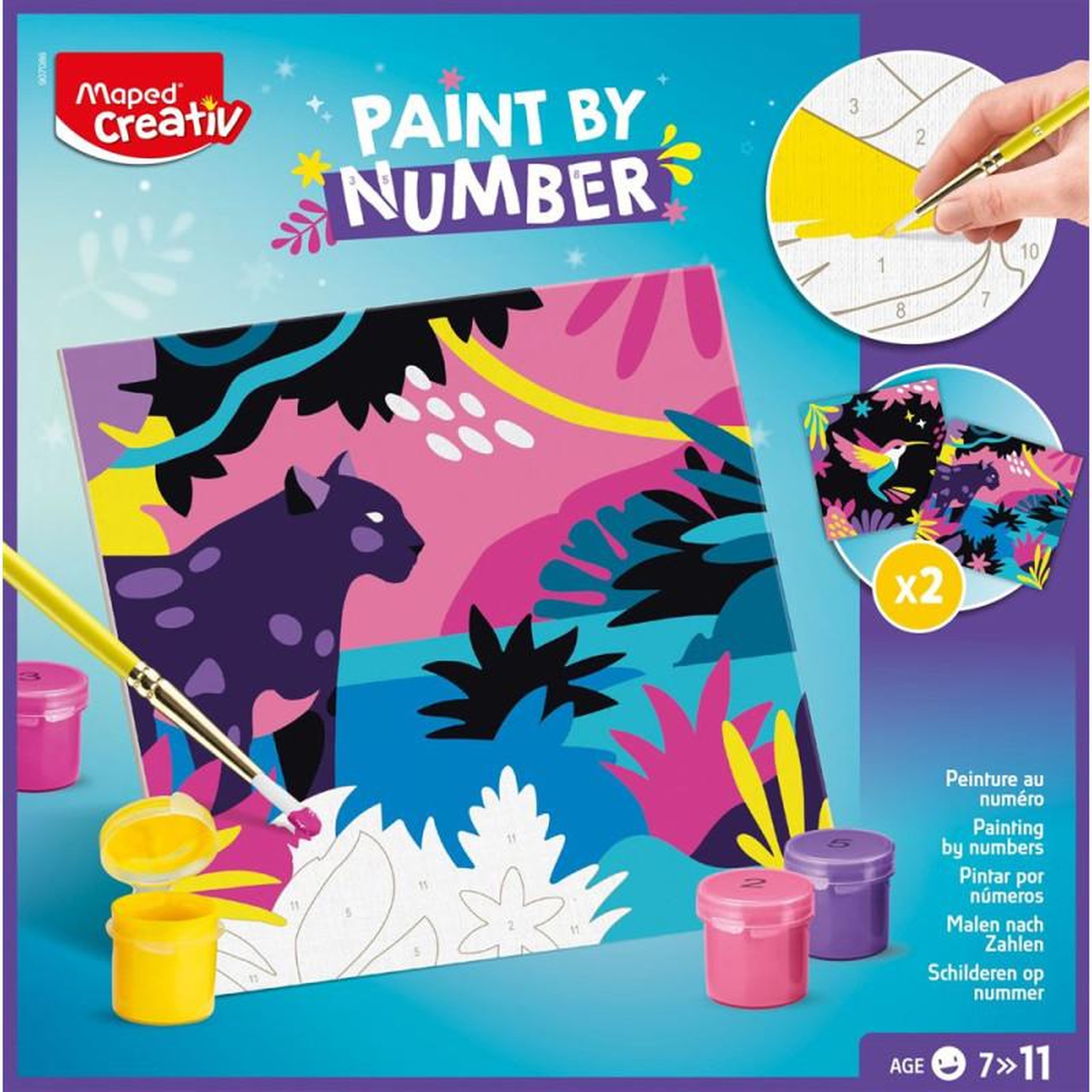 Peinture enfant au numéro Maped Creativ Jungle Léopard et Oiseau